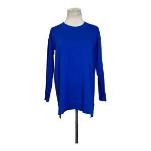 Eileen Fisher royal blue long sleeves crew neck oversize tunic top size XXS